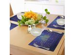 Tovagliette Abakuhaus Detroit, Immagine Minimalista Dell'architettura Urbana Di Detroit E Degli Elementi Del Cielo, Tiscjdeco In Tessuto Resistente Ai Colori Per La Sala Da Pranzo E La Cucina, Giallo E Blu