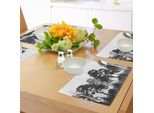 Abakuhaus Tovagliette Bianche E Nere, Bosco Estivo Con Sagome Di Pini, Abeti E Cespugli, Tiscjdeco In Tessuto Resistente Al Lavaggio Per La Sala Da Pranzo E La Cucina, Grigio Antracite Bianco Grigio