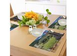 Tovagliette Abakuhaus, Idilliaco Paesaggio Toscano, Agricoltura, Vendemmia, Vigneto, Tiscjdeco In Tessuto Resistente Al Colore Per La Sala Da Pranzo E La Cucina, Marrone Chiaro, Nero, Verde