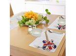 Tovagliette Abakuhaus Union Jack, Chitarra Elettrica Classica Bandiera Britannica Gran Bretagna Strumento Musicale, Tiscjdeco In Tessuto Resistente Al Lavaggio Per Sala Da Pranzo E Cucina, Marrone Chiaro Nero