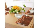 Abakuhaus Tovagliette Astratte, Motivo Simmetrico A Pois, Colore Chiaro Dettagli Design A Mosaico Maculato, Tiscjdeco In Tessuto Resistente Al Lavaggio Per La Sala Da Pranzo E La Cucina, Arancione Scuro Arancione Giallo