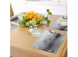 Tovagliette Abakuhaus Mond, Misty Air Nell'oceano Immagine Monocromatica Con Immagini Naturali Della Luna Piena, Tiscjdeco In Tessuto Resistente Al Lavaggio Per La Sala Da Pranzo E La Cucina, Grigio Chiaro Bianco Nero