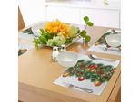 Abakuhaus Tovagliette Natalizie, Pino Ast Ornamenti Dettagliati Campane Bacche E Pigne Buone Feste Noel, Tiscjdeco In Tessuto Resistente Ai Colori Per La Sala Da Pranzo E La Cucina, Multicolore