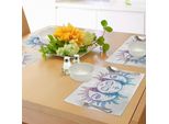 Tovagliette Abakuhaus Luna, Raffigurazione Psichedelica Corpi Celesti Volti Orientale Immagine Di Ispirazione Orientale, Tiscjdeco In Tessuto Resistente Al Lavaggio Per Sala Da Pranzo E Cucina, Bianco Viola Blu