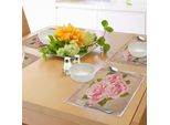 Tovagliette Abakuhaus Rose, Bouquet Di Rose Rosa, Design Retrò, Tema Natura-Amore-Romanticismo, Stile Grunge, Decorazione Da Tavola In Tessuto Resistente Al Lavaggio Per Sala Da Pranzo E Cucina, Rosa Chiaro, Verde, Marrone Chiaro