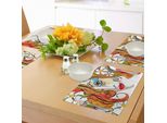 Abakuhaus Tovagliette Astratte, Ritratto Di Una Giovane Donna Dai Capelli Rossi Con Fiori In Fiore E Arte Figurativa, Tiscjdeco In Tessuto Resistente Ai Colori Per La Sala Da Pranzo E La Cucina, Multicolore