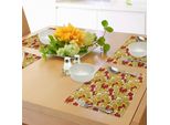 Abakuhaus Tovagliette Rowan, Succosi Frutti Maturi Di Sorbo Con Foglie, Bacche E Natura Rurale, Tiscjdeco In Tessuto Resistente Al Colore Per La Sala Da Pranzo E La Cucina, Rosso Cinabro, Senape, Bianco