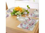 Tovagliette Abakuhaus Acquerellate, Ancora Marina Ricoperta Da Edera Fiorita Con Immagine Romantica Di Rosa, Tiscjdeco In Tessuto Resistente Al Lavaggio Per Sala Da Pranzo E Cucina, Multicolore