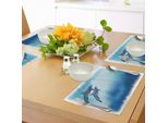 Tovagliette Abakuhaus Con Delfini, Scena Subacquea Con Due Mammiferi Marini In Un Dipinto Acquerellato, Decorazione Da Tavola In Tessuto Resistente Ai Colori Per La Sala Da Pranzo E La Cucina, Azzurro E Blu Scuro.