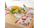 Abakuhaus Tovagliette Natalizie, Citazione "Buon Natale"" Con Numeri, Cornici Quadrate, Alberi, Stelle E Caramelle, Decorazioni Da Tavola In Tessuto Resistente Al Lavaggio Per La Sala Da Pranzo E La Cucina, Rosso Cinabro, Rosa Chiaro, Avorio"