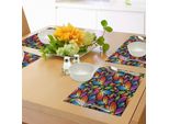 Tovagliette Abakuhaus Con Motivi Floreali, Fiori Colorati Con Motivo A Petali Spezzati, Tema Arcobaleno, Ispirazione Vintage, Decorazioni Da Tavola In Tessuto Resistente Al Lavaggio Per Sala Da Pranzo E Cucina, Multicolore