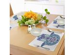 Tovagliette Abakuhaus Hamsa, Cultura Orientale, Simbolo Spirituale Turco In Stile Arabo Retrò, Tiscjdeco In Tessuto Resistente Al Lavaggio Per La Sala Da Pranzo E La Cucina, Azzurro, Lilla, Blu