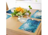 Tovagliette Abakuhaus Orso, Orso Polare Artico Che Nuota Nell'acqua Ursus Maritimus Underwater View, Tiscjdeco In Tessuto Resistente Al Lavaggio Per La Sala Da Pranzo E La Cucina, Azzurro Blu