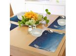Tovagliette Abakuhaus Nacht, Cielo Ispirato All'ombre Con Vibrante Esplorazione Astronomica Dell'universo Stellare, Tiscjdeco In Tessuto Resistente Al Lavaggio Per La Sala Da Pranzo E La Cucina, Azzurro Blu Scuro Bianco