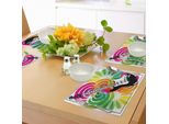 Abakuhaus Tovagliette Popstar Party, Colorate E Astratte Con Cornice Floreale E Disegno Di Chitarre Elettriche, Decorazioni Da Tavola In Tessuto Resistente Al Lavaggio Per La Sala Da Pranzo E La Cucina, Multicolori