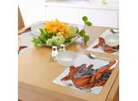 Tovagliette Abakuhaus Fuchs, Muscoloso E Vigoroso Personaggio Fox, Mascotte Sportiva Animale, Mostro Che Spinge, Tiscjdeco In Tessuto Resistente Al Lavaggio Per La Sala Da Pranzo E La Cucina, Arancione Bianco Grigio