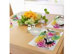 Abakuhaus Tovagliette Popstar Party, Composizione Astratta Hawaiana Con Foglie Colorate E Chitarra, Tovaglietta Decorativa In Tessuto Resistente Al Lavaggio Per Sala Da Pranzo E Cucina, Multicolore