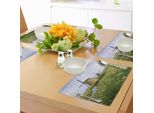 Tovagliette Abakuhaus Windmill, Paesaggio Rurale Dei Paesi Bassi, Primavera, Prezzemolo In Fiore, Tiscjdeco In Tessuto Resistente Al Lavaggio Per La Sala Da Pranzo E La Cucina, Caffè Chiaro, Azzurro E Verde
