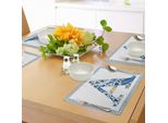 Abakuhaus Lettera A Tovagliette, Cornice Geometrica Astratta Con Volute Di Foglie E Fiori Della Lettera A, Tiscjdeco In Tessuto Resistente Al Lavaggio Per La Sala Da Pranzo E La Cucina, Arancione Giallo Blu