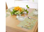 Abakuhaus Tovagliette Con Fiori Gialli, Prato Artistico Colorato Con Punti Astratti, Vegetazione Giocosa, Tiscjdeco In Tessuto Resistente Al Colore Per La Sala Da Pranzo E La Cucina, Verde Chiaro Giallo