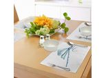 Tovagliette Abakuhaus Libelle, Figura Di Libellula Disegnata A Mano Ad Acquerello Con Influenze Grunge, Tiscjdeco In Tessuto Resistente Al Colore Per La Sala Da Pranzo E La Cucina, Azzurro Bianco