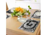 Abakuhaus Tovagliette Con La Lettera G, G Maiuscola Con Influenze Gotiche Dai Simboli Artistici Del Medioevo, Tiscjdeco In Tessuto Resistente Al Lavaggio Per La Sala Da Pranzo E La Cucina, Grigio