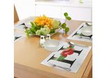 Abakuhaus Tovagliette Con Lettera H, Design Ibisco Verde Con Stampa Floreale Dai Colori Vivaci E Motivi Naturali, Tessuto Lavabile E Resistente Al Lavaggio Per Sala Da Pranzo E Cucina, Rosso Cinabro, Nero, Verde