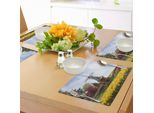Tovagliette Abakuhaus Windmill, Serene Vast Traditional Garden Con Fiori, Alberi E Tulipani Olandesi, Tiscjdeco In Tessuto Resistente Al Lavaggio Per La Sala Da Pranzo E La Cucina, Multicolore