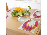 Abakuhaus Tovagliette Con La Lettera C, Bouquet Floreale Vivace I Fiori Di Stagione Ispirano I Fiorellini Con Tulipani, Tiscjdeco In Tessuto Resistente Al Lavaggio Per La Sala Da Pranzo E La Cucina, Rosa Arancione Verde