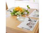 Abakuhaus Tovagliette Alaskan Malamute, Tre Adorabili Cuccioli Siberiani Dagli Occhi Blu - Amici - Immagine Con Pedigree, Tiscjdeco In Tessuto Resistente Al Lavaggio Per La Sala Da Pranzo E La Cucina, Multicolore