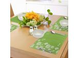 Abakuhaus Tovagliette Libelle, Motivo Floreale-Petali Di Fiori-Primavera-Crescita Infantile-Natura-Stagionale-Arte Grafica, Tiscjdeco In Tessuto Resistente Al Lavaggio Per Sala Da Pranzo E Cucina, Verde Lime Bianco