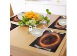 Tovagliette Abakuhaus Welt, Tema Apocalittico Della Terra In Fiamme, Calore, Catastrofe Del Riscaldamento Globale, Immagine, Tiscjdeco In Tessuto Resistente Al Colore Per La Sala Da Pranzo E La Cucina, Arancione Giallo Marrone