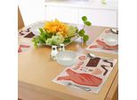 Abakuhaus Tacchi E Abiti Tovagliette, Accessori Moda Abito Da Cocktail Rossetto Orecchini Tacchi Alti, Tiscjdeco In Tessuto Resistente Al Lavaggio Per La Sala Da Pranzo E La Cucina, Salmone Marrone Pesca