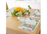Abakuhaus Tovagliette Con La Lettera L, Composizione Vintage Con Motivi Artistici Di Foglie E Fiori In Vivaci Colori Stampati, Tiscjdeco In Tessuto Resistente Al Lavaggio Per La Sala Da Pranzo E La Cucina, Multicolore
