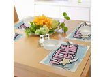 Tovagliette Abakuhaus Popstar Party, Stile Grunge, Pop Art, Retrò, Tipografia Con Piccole Stelle, Tiscjdeco In Tessuto Resistente Ai Colori Per La Sala Da Pranzo E La Cucina, Rosa Chiaro, Azzurro, Crema.