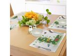 Abakuhaus Tovagliette Con La Lettera L, Alfabeto Capitale L Design Margherite Fiori Selvatici Altre Piante Animali Divertimento, Sottobicchieri In Tessuto Lavabile Decorazioni Per La Tavola Con Stampa, Multicolore Verde