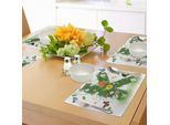 Abakuhaus Tovagliette Con La Lettera K, K Maiuscola Verde Immagine Tematica Con Ispirazioni Naturali Animali Flora, Tiscjdeco In Tessuto Resistente Al Colore Per La Sala Da Pranzo E La Cucina, Multicolore Verde
