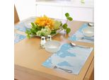 Tovagliette Abakuhaus, Sfondo Grunge Blu Con Mappa Del Mondo Vintage E Bussola Retrò, Decorazioni Da Tavola In Tessuto Resistente Al Lavaggio Per Sala Da Pranzo E Cucina, Azzurro