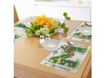 Abakuhaus Tovagliette Con La Lettera M, Fiori Selvatici Con Farfalle Di Varie Forme E Dimensioni, Colori Vivaci, Tessuto Lavabile E Resistente Al Lavaggio Per Sala Da Pranzo E Cucina, Multicolore Verde