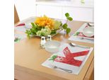Abakuhaus Tovagliette Con La Lettera K, Design Estivo Rinfrescante Con Frutta Fresca E Fragole, Tiscjdeco In Tessuto Resistente Allo Scolorimento Per La Sala Da Pranzo E La Cucina, Rosso Cinabro, Arancione, Verde
