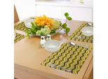 Abakuhaus Tovagliette Chevron Gialle, Strisce A Zig Zag Orizzontali In Colori Vivaci Modern Graphic Artful, Tiscjdeco In Tessuto Resistente Al Lavaggio Per La Sala Da Pranzo E La Cucina, Arancione Giallo Nero