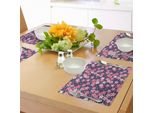 Abakuhaus Tovagliette Navy E Blush, Delicate Spring Theme Petali Di Sakura In Fiore Giardino Giapponese, Tiscjdeco In Tessuto Resistente Al Lavaggio Per La Sala Da Pranzo E La Cucina, Blu Scuro Rosso Corallo Rosa