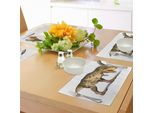 Tovagliette Abakuhaus Con Dinosauri, Stile 3D Realistico, Animali Preistorici Estinti, Tiscjdeco In Tessuto Resistente Ai Colori Per La Sala Da Pranzo E La Cucina, Giallo Chiaro Verde Militare Marrone Chiaro
