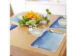 Tovagliette Invernali Abakuhaus, Fiocchi Di Neve Che Cadono, Macchie Acquerellate, Sfumature Di Blu, Ispirazione Natalizia Astratta, Decorazioni Da Tavola In Tessuto Resistente Al Lavaggio Per La Sala Da Pranzo E La Cucina, Bianco E Blu.