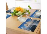 Tovagliette Invernali Abakuhaus, Lago Baikal Ghiacciato In Siberia - Ghiaccioli - Natura Scenografica - Struttura - Clima Freddo, Tiscjdeco In Tessuto Resistente Al Lavaggio Per La Sala Da Pranzo E La Cucina, Caramello Bianco Blu
