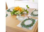 Abakuhaus Tovagliette Con La Lettera O, Ghirlanda Natalizia - Decorazione Festiva Con Elementi Natalizi, Tiscjdeco In Tessuto Resistente Ai Colori Per La Sala Da Pranzo E La Cucina, Multicolore