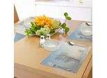 Tovagliette Invernali Abakuhaus, Albero Ghiacciato In Una Soleggiata Mattina D'inverno, Sole Nascente, Paesaggio, Terra Abbandonata, Tiscjdeco In Tessuto Resistente Al Lavaggio Per La Sala Da Pranzo E La Cucina, Azzurro, Bianco, Crema