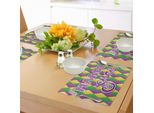 Tovagliette Abakuhaus Mardi Gras, Scritta Stilizzata Mardi Gras Su Classico Sfondo Diamond Line, Decorazioni Da Tavola In Tessuto Resistente Al Lavaggio Per La Sala Da Pranzo E La Cucina, Verde Felce, Calendula, Viola.
