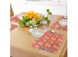 Tovagliette Abakuhaus Arancioni, Motivo Hawaiano Con Clima Tropicale Hibiscus Flowers Abstract Summer Flourish, Tiscjdeco In Tessuto Resistente Al Lavaggio Per La Sala Da Pranzo E La Cucina, Arancione Bianco