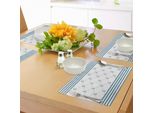 Abakuhaus Tovagliette Anker, Bordo A Strisce Blu Con Strisce Astratte E Motivi Simmetrici A Catena, Tiscjdeco In Tessuto Resistente Al Lavaggio Per La Sala Da Pranzo E La Cucina, Blu-Grigio-Bianco